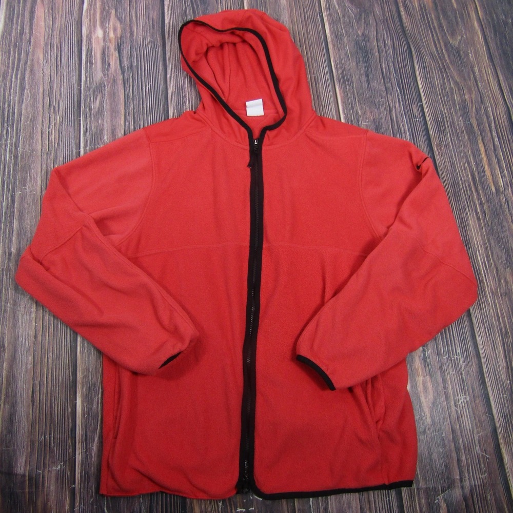 Nike Therma-Fit Jacket Mens Large Red Hooded Fleece Full Zip‎ Lined Warm Outdoor